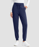 women's water-resistant fleece-lined joggers in navy - front view