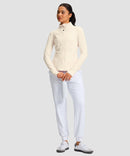 women's zip-up slim fit hip length jacket in beige - matching outfits view