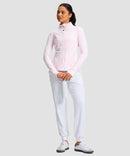women's zip-up slim fit hip length jacket in light pink - matching outfits view