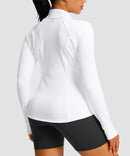 women's zip-up slim fit hip length jacket in white - back view