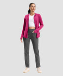 women's zip-up with 4 pockets hooded jacket in granita pink - matching outfits view