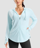 women's zip-up with 4 pockets hooded jacket in mint blue - pocket detail