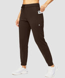 zipper pocket tapered joggers in brown - pocket detail