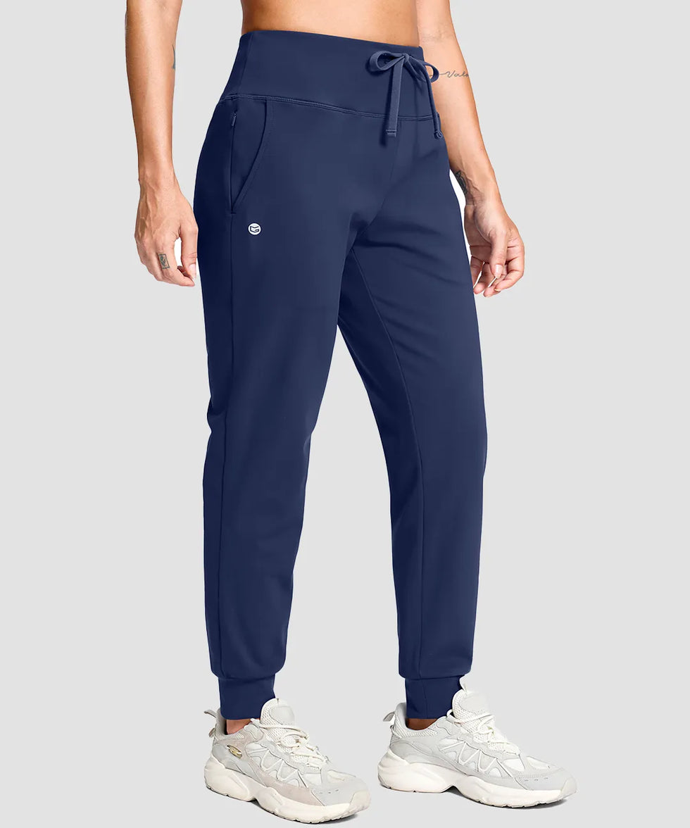 Slim Fit Zip Pockets Thermal Joggers