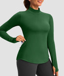 Mock Neck Zip Pockets Fleece Long Sleeve