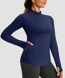 Mock Neck Zip Pockets Fleece Long Sleeve