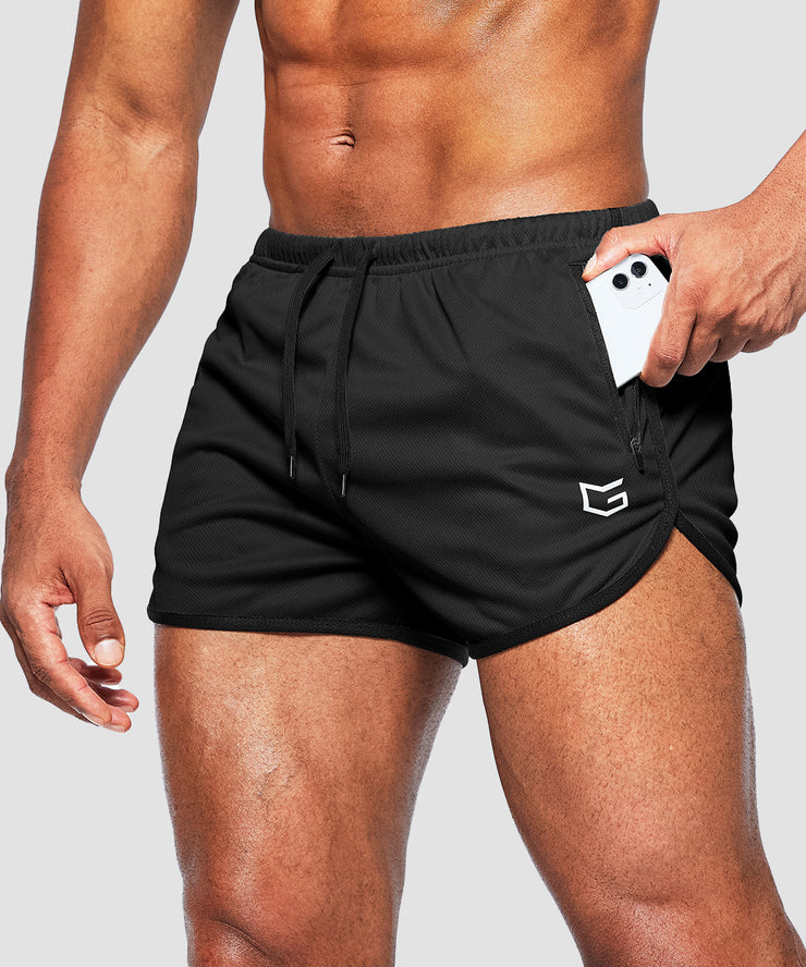 Side Slit Zipper Pockets Lined Shorts 3''
