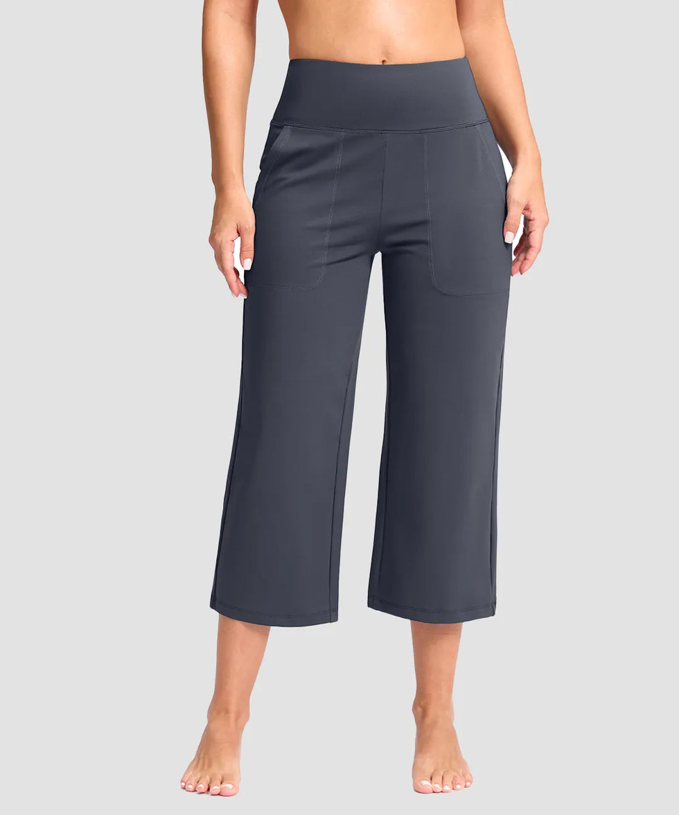 High Waist Wide Leg Capri