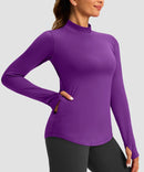 Mock Neck Zip Pockets Fleece Long Sleeve