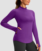 Mock Neck Zip Pockets Fleece Long Sleeve