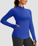 Mock Neck Zip Pockets Fleece Long Sleeve