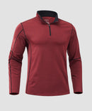 Contrast Color Quarter-Zip Fleece Pullover