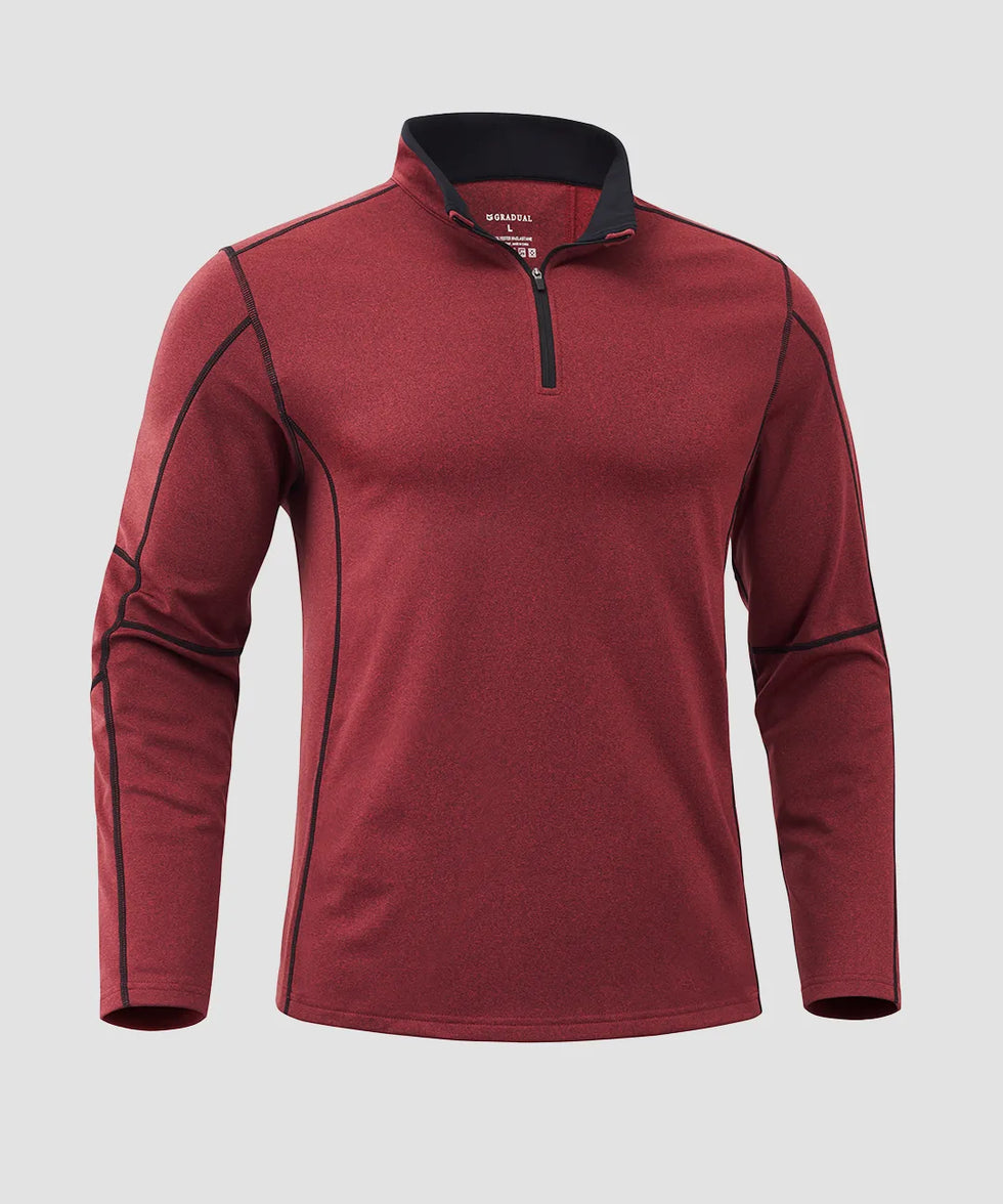 Contrast Color Quarter-Zip Fleece Pullover