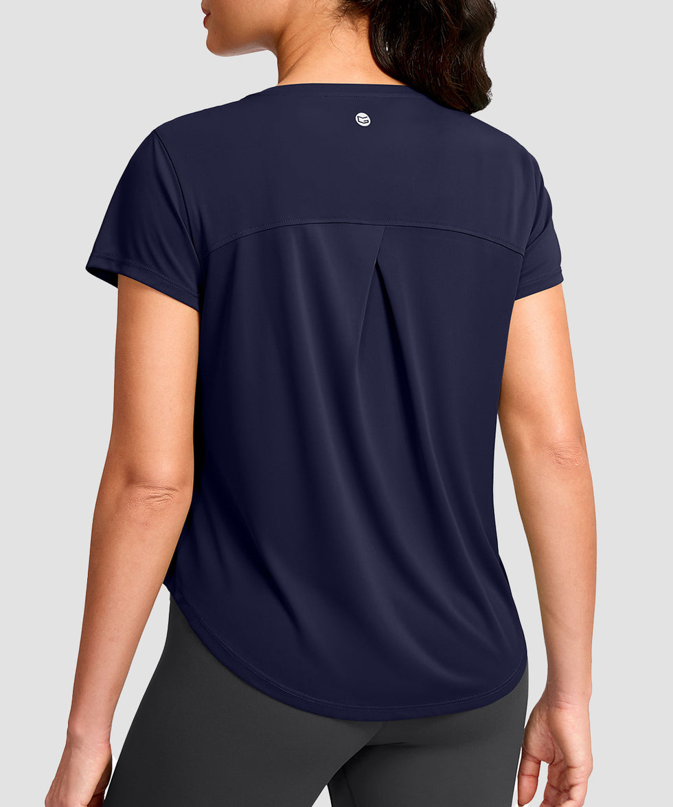Cross-over Pleated Short Sleeve