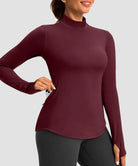 Mock Neck Zip Pockets Fleece Long Sleeve