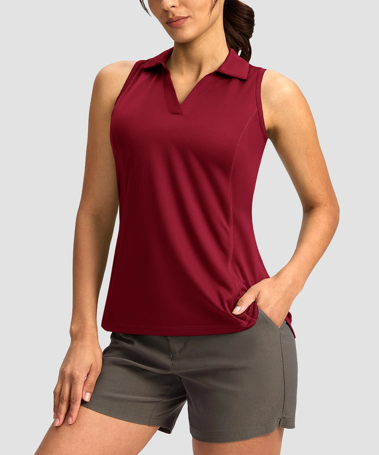 V-Neck Curved Waist Polo Tank