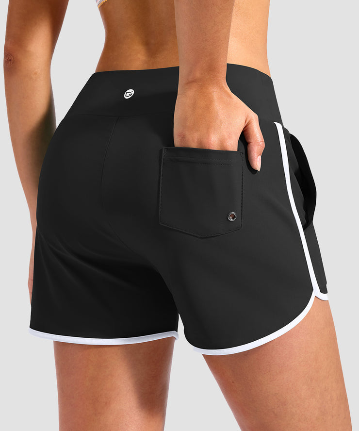 High Waist Dolphin Hem Shorts 3''
