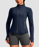 Longline Slim Full Zip Pocketed Workout Jacket