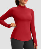 Mock Neck Zip Pockets Fleece Long Sleeve