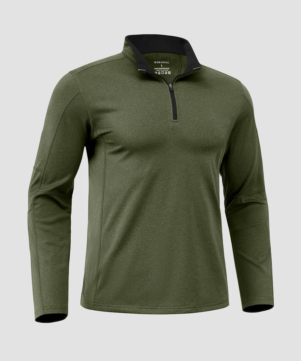 Contrast Color Quarter-Zip Fleece Pullover