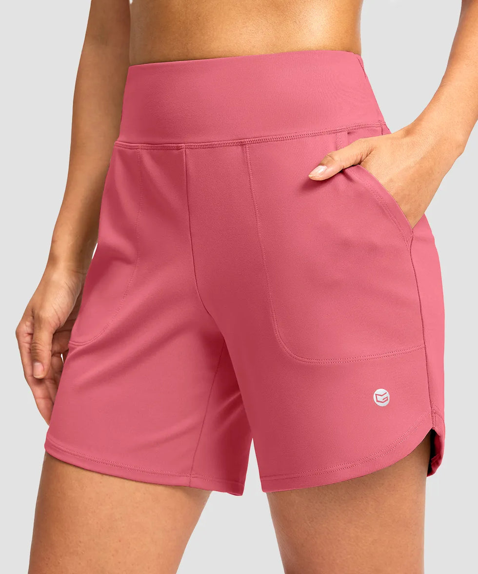 High Rise Pull-on Shorts 6''