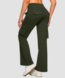 High Waist 6 Pockets Cargo Flare Leggings