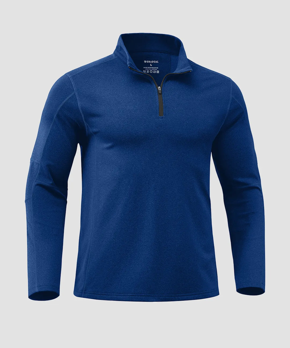 Contrast Color Quarter-Zip Fleece Pullover