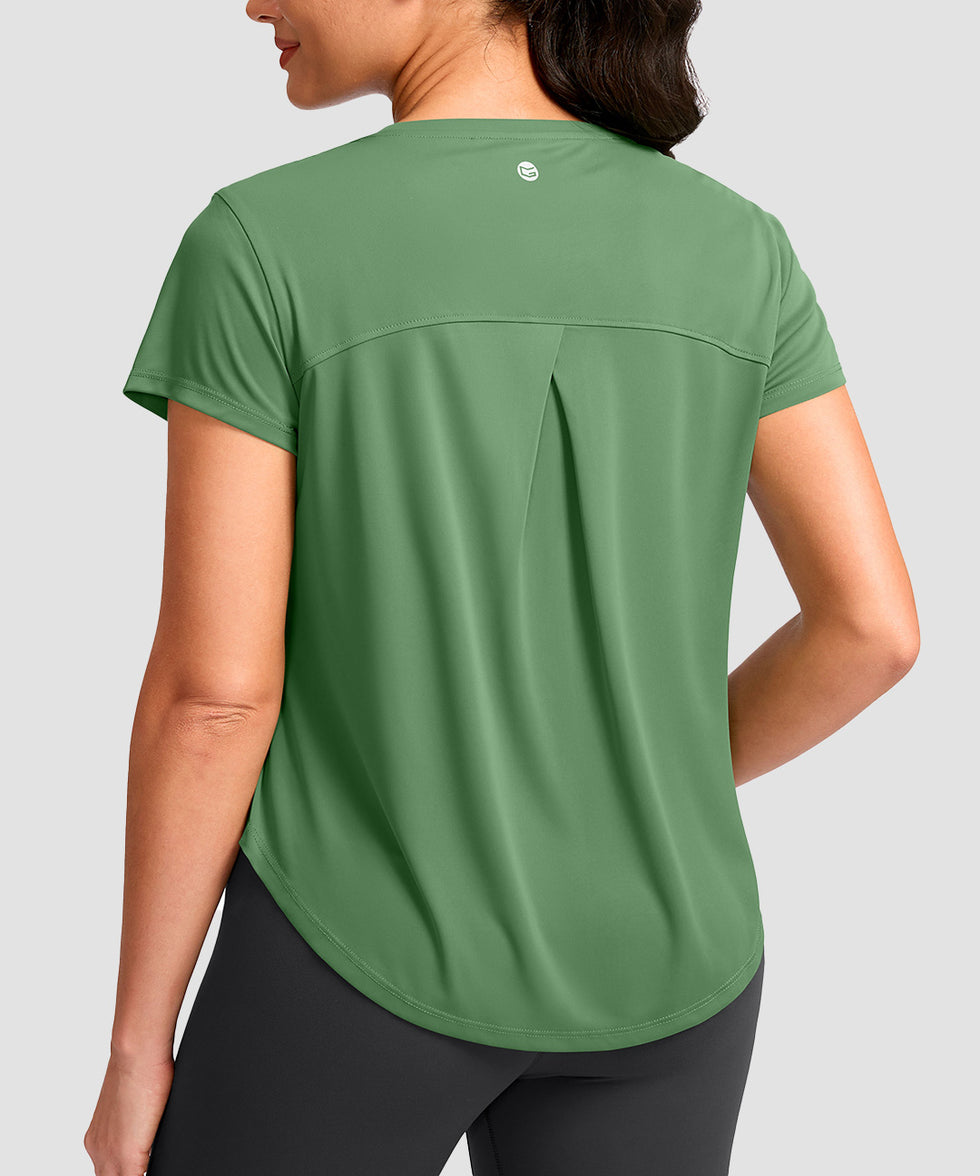 Cross-over Pleated Short Sleeve