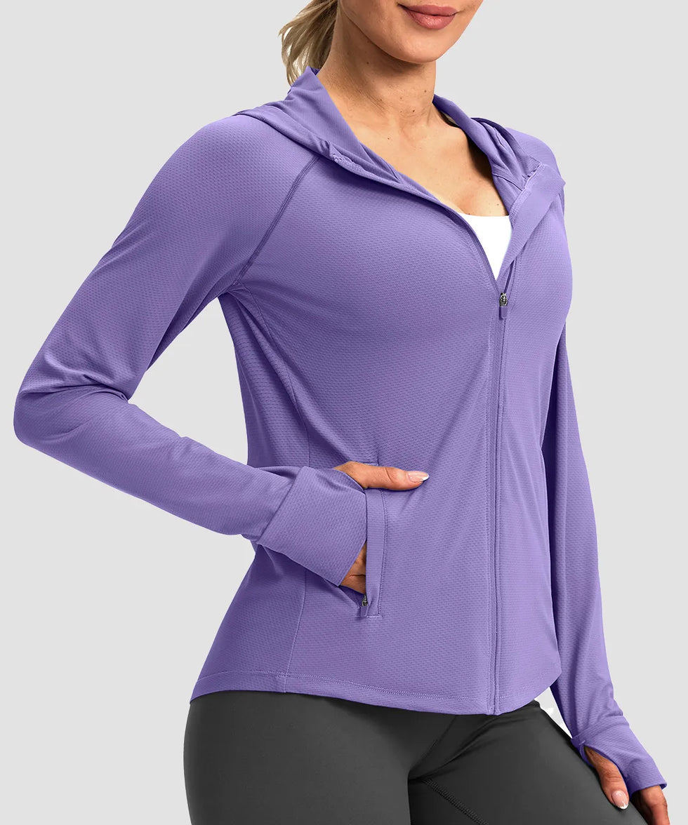 UV Protection Zip Up Hooded Jacket
