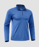 Contrast Color Quarter-Zip Fleece Pullover
