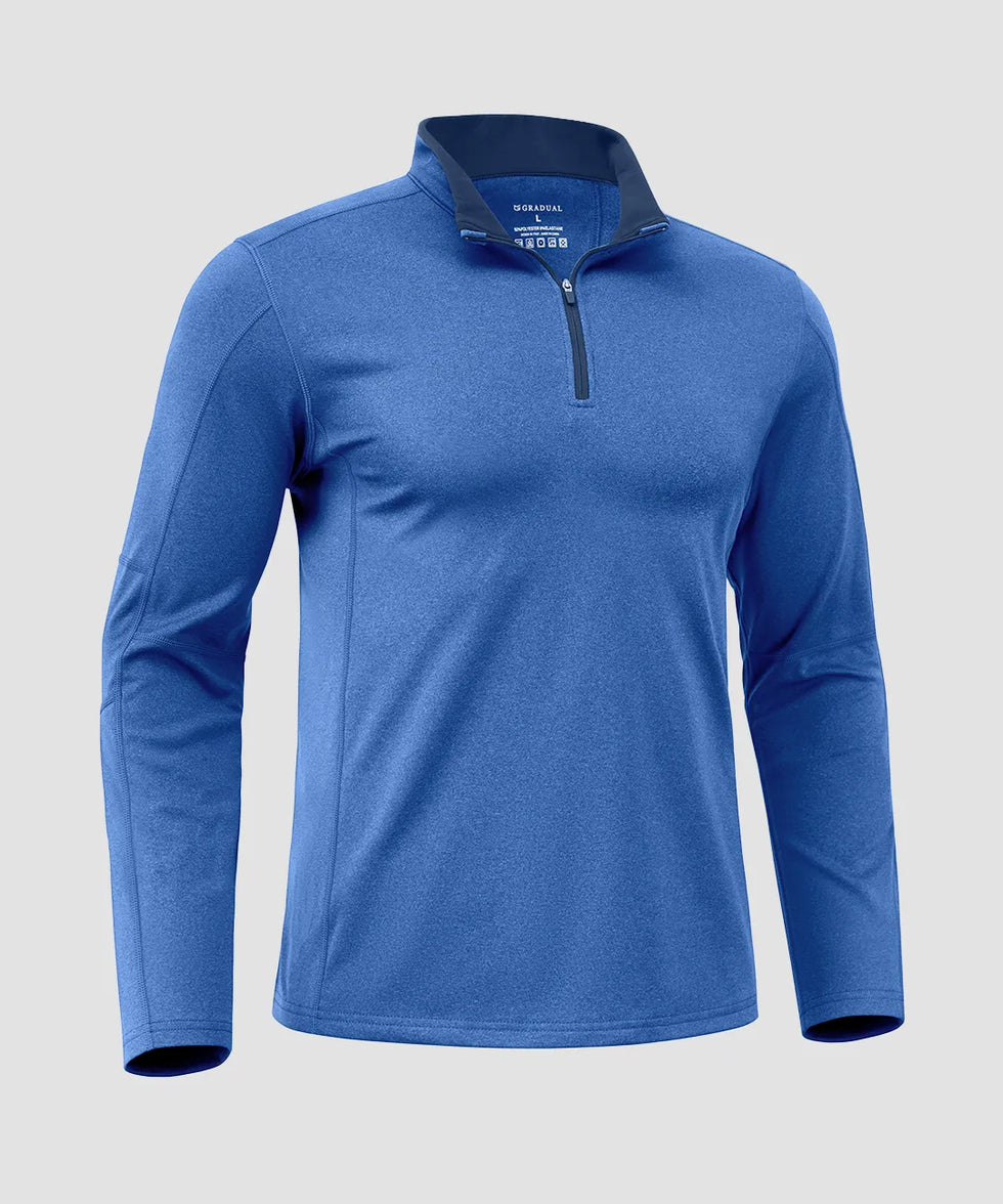 Contrast Color Quarter-Zip Fleece Pullover