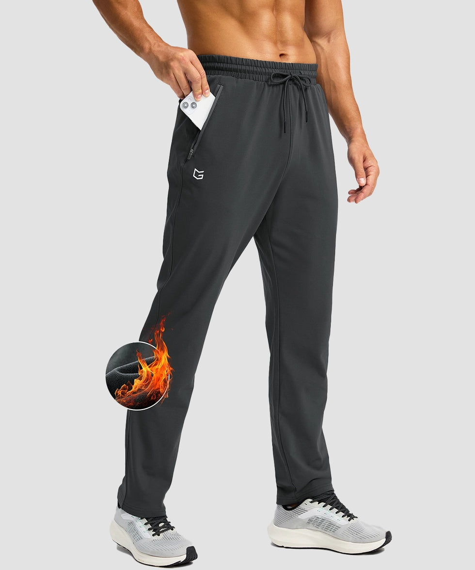 Fleece-Lined Zip Pockets Stretch Tapered Pants