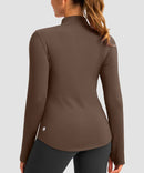 Mock Neck Zip Pockets Fleece Long Sleeve