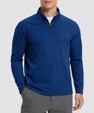 Contrast Color Quarter-Zip Fleece Pullover