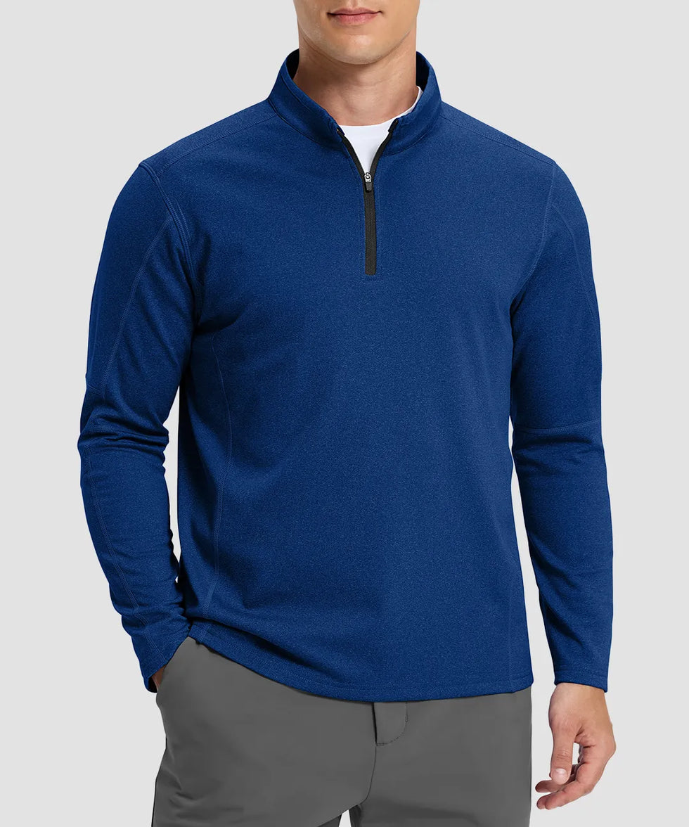 Contrast Color Quarter-Zip Fleece Pullover