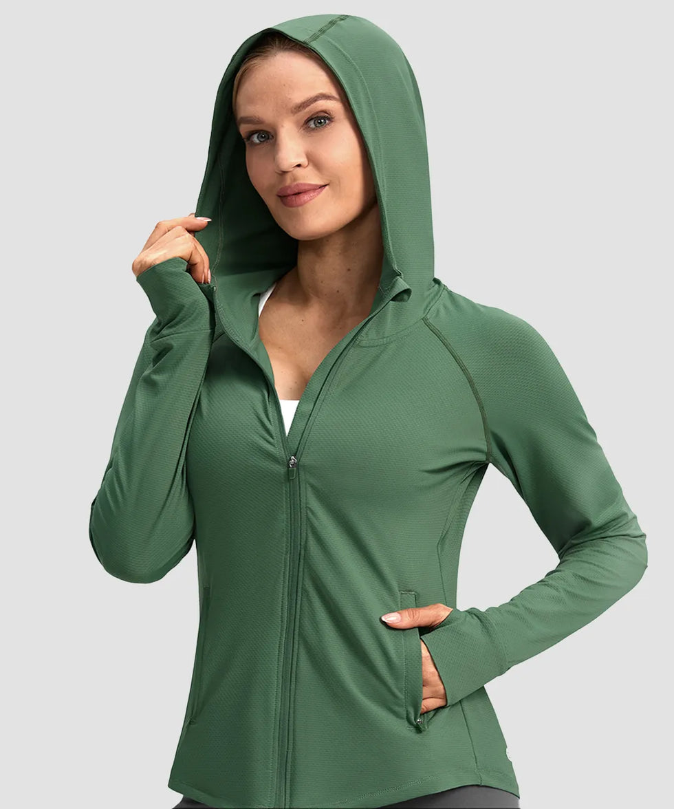 UV Protection Zip Up Hooded Jacket