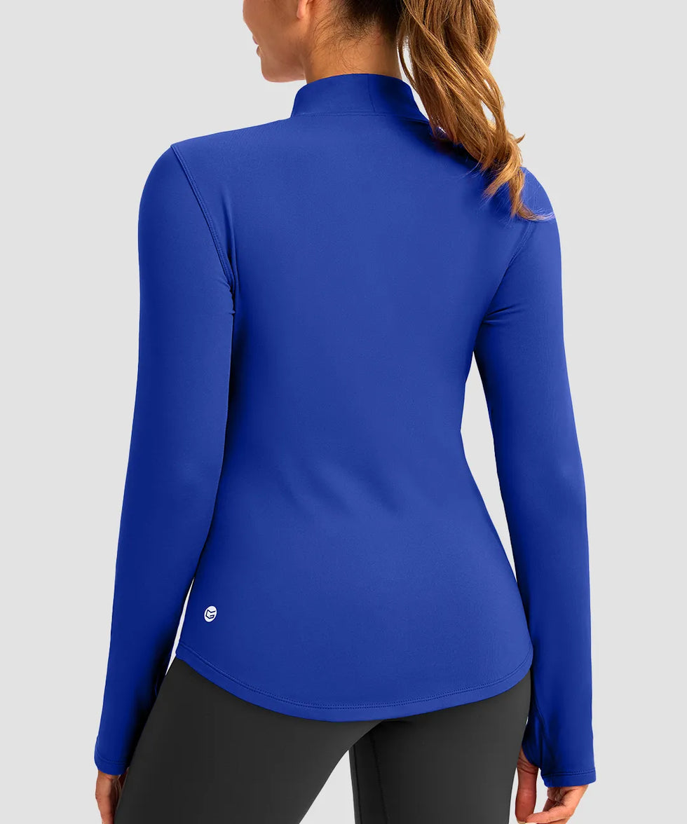 Mock Neck Zip Pockets Fleece Long Sleeve