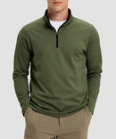 Contrast Color Quarter-Zip Fleece Pullover