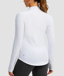 Mock Neck Zip Pockets Fleece Long Sleeve