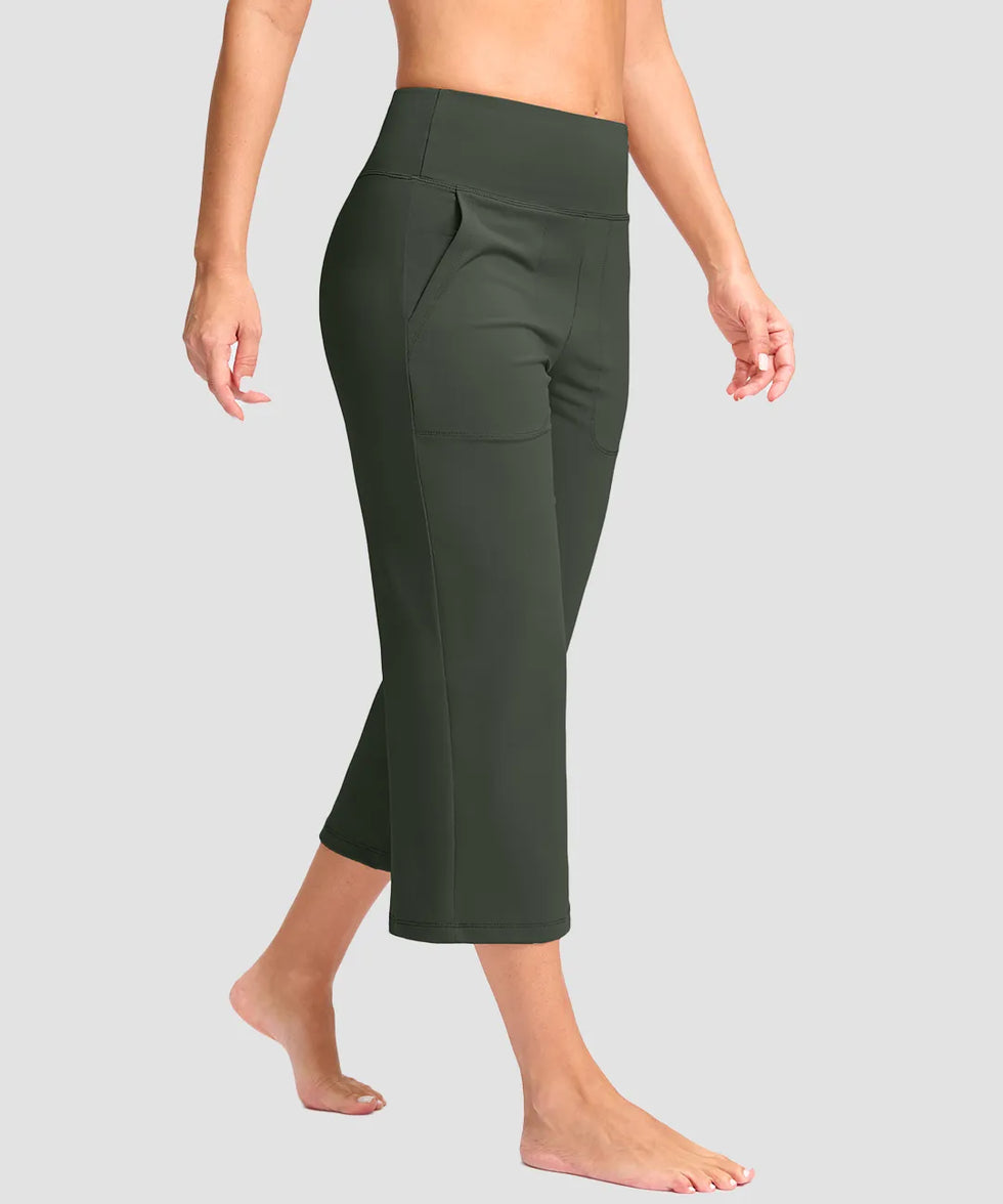 High Waist Wide Leg Capri
