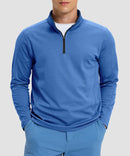 Contrast Color Quarter-Zip Fleece Pullover