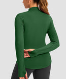 Mock Neck Zip Pockets Fleece Long Sleeve