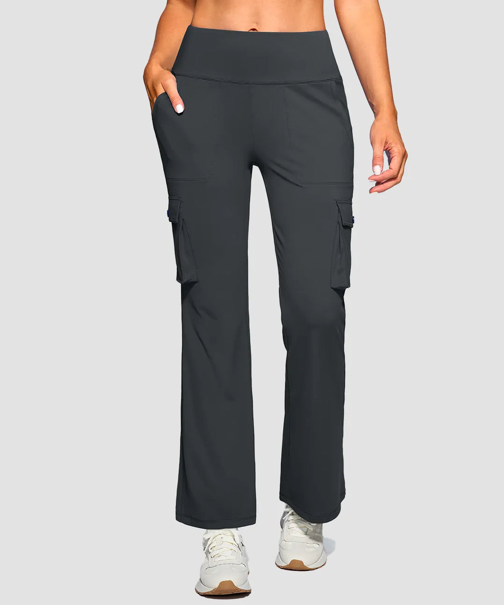 High Waist 6 Pockets Cargo Flare Leggings