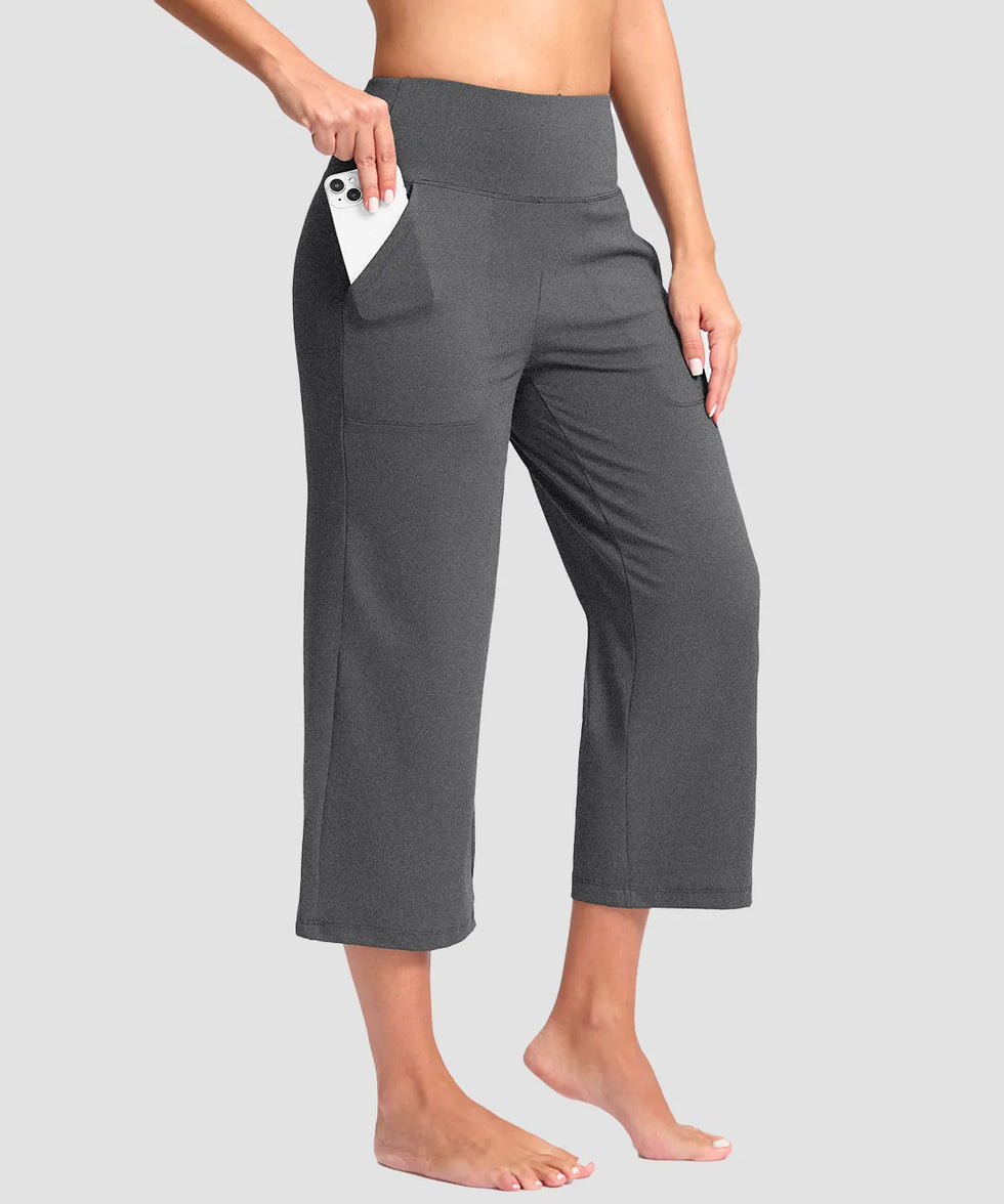 High Waist Wide Leg Capri