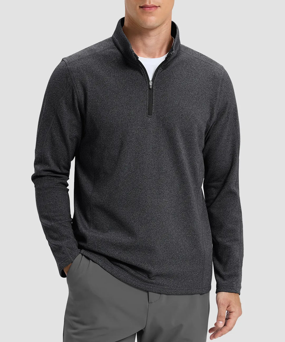 Contrast Color Quarter-Zip Fleece Pullover