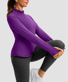 Mock Neck Zip Pockets Fleece Long Sleeve