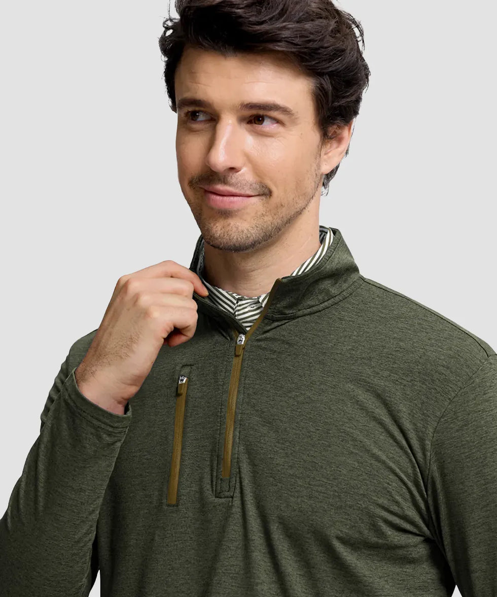 Quarter Zip Golf Pullover With Chest Pocket