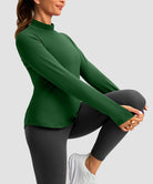 Mock Neck Zip Pockets Fleece Long Sleeve