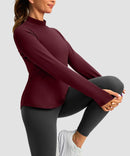 Mock Neck Zip Pockets Fleece Long Sleeve