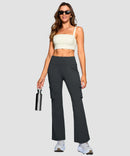 High Waist 6 Pockets Cargo Flare Leggings